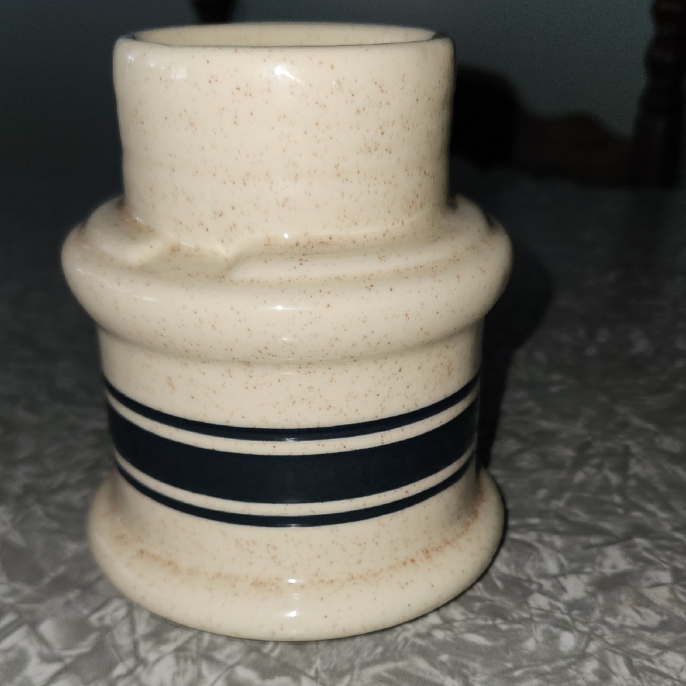 Mccoy Cream Candle Holder with Black Stripes